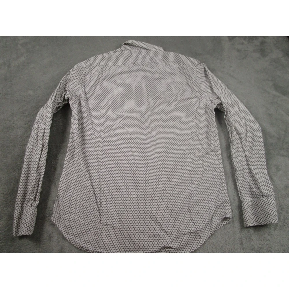 Banana Republic Shirt Mens Small White Geometric Standard Fit‎ Stretch Preppy